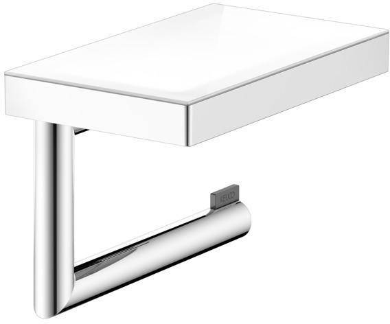 KEUCO 12873019000 Toilettenpapier-Rollenhalter REVA verchromt mit Glas-Ablage