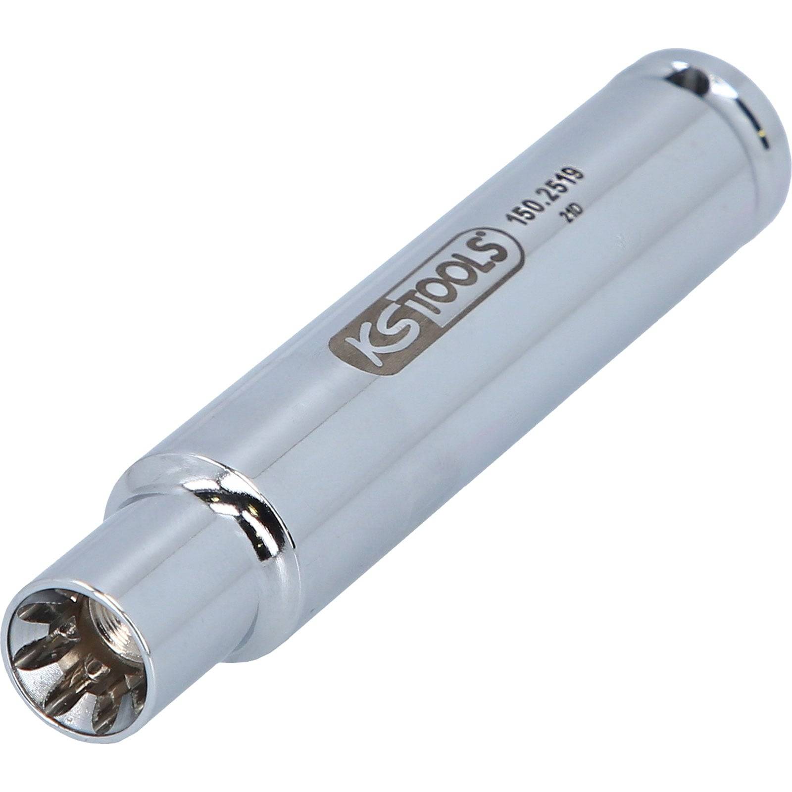 Eine silberne KS Tools Zündkerzennuss mit eingravierter Produktnummer '150.2519'.