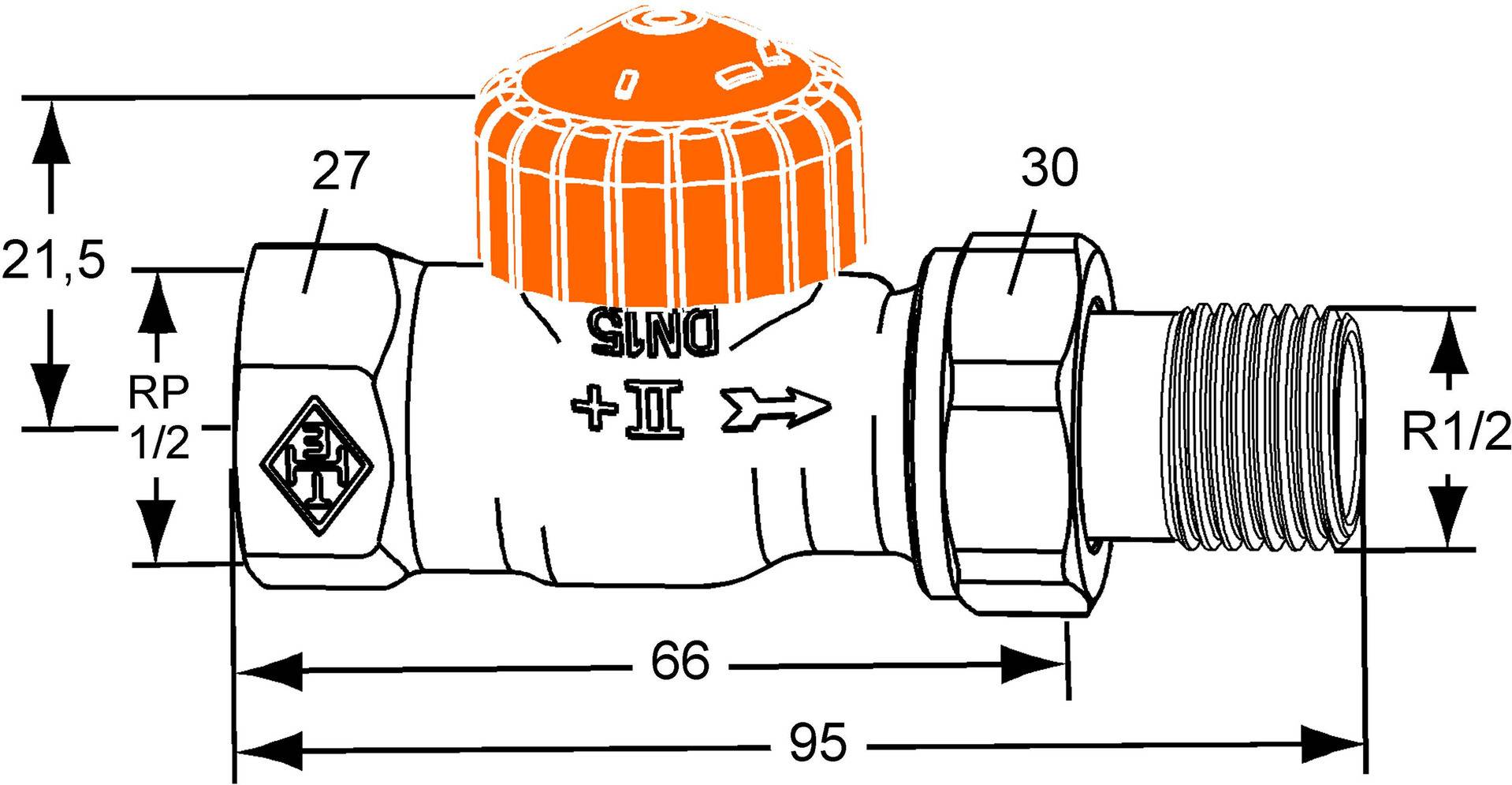 IMI Heimeier Thermostatventil-UT Eclipse Durchgang DN15