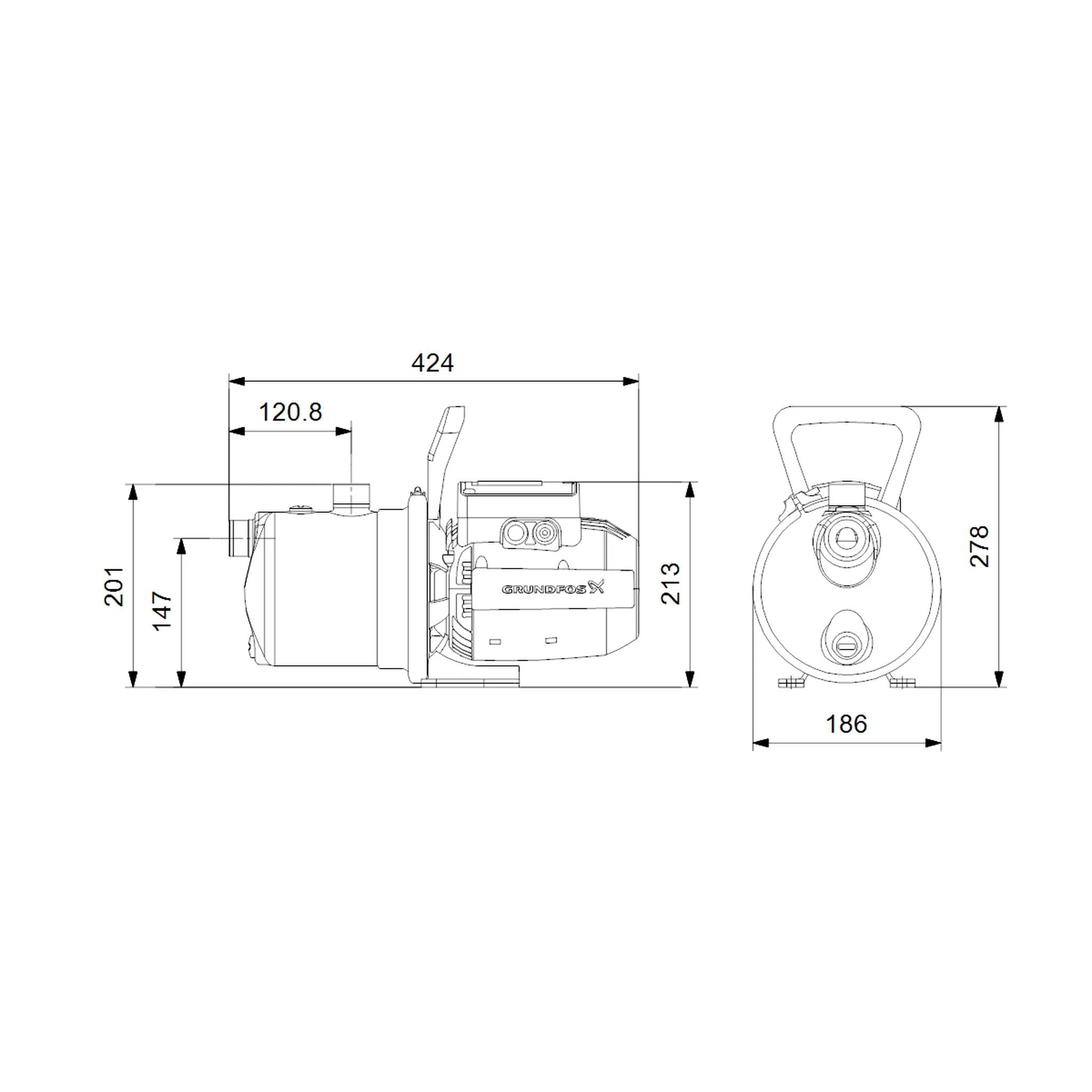 Grundfos Gartenpumpe JP 4-54 1x230V 50Hz 1,5m SCHUKO HU, 1 Stk.