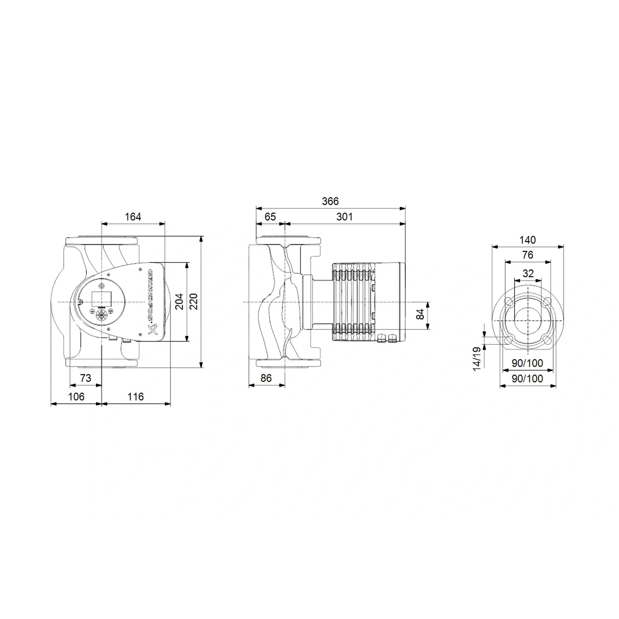 Grundfos Elektr. geregelte Umwälzpumpe, MAGNA3_50-80F, PN6/10, 240mm, 1x230V, 1 Stk.