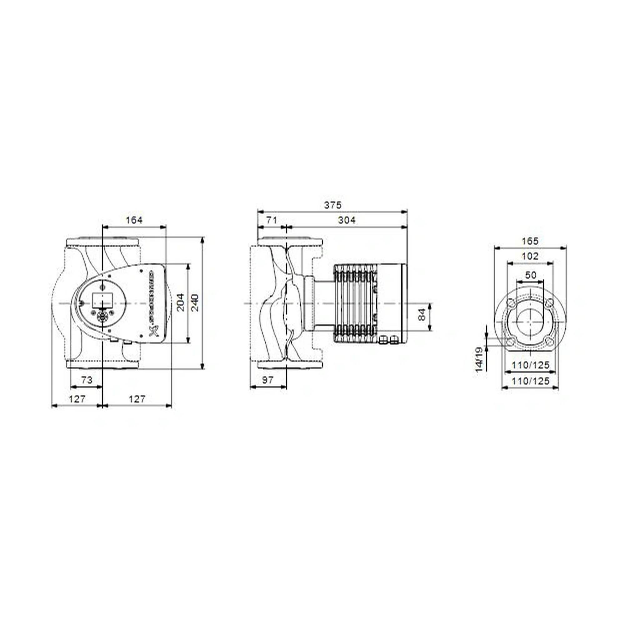 Grundfos Elektr. geregelte Umwälzpumpe, MAGNA3_50-80F, PN6/10, 240mm, 1x230V, 1 Stk.