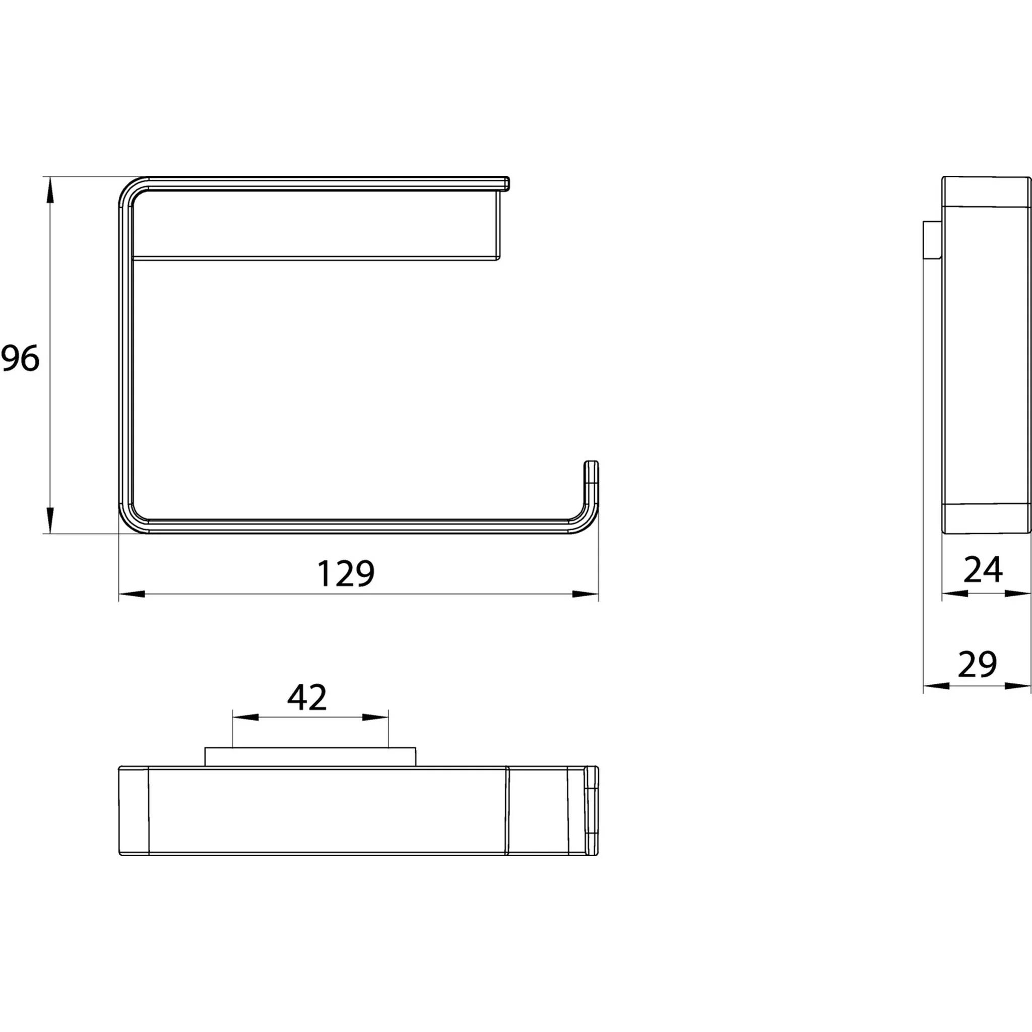 Technische Zeichnung einer U-förmigen Metallhalterung/eines Griffes mit beschrifteten Abmessungen 96, 129, 42, 24 und 29.