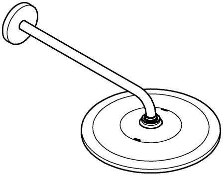 Illustration eines Saugnapf-Haltegriffs mit langem schräg angebrachtem Griff, der an einer runden Basis befestigt ist und zum Greifen oder zur Unterstützung verwendet wird.