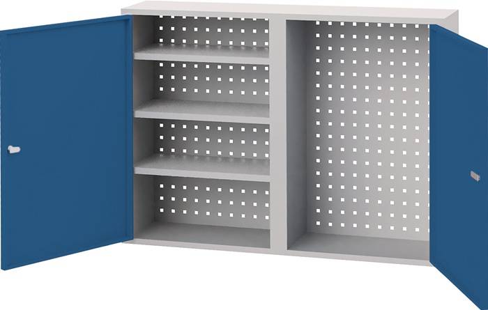 Hängeschrank H750xB1000xT200mm Vollblechtüren lichtgrau/signalblau