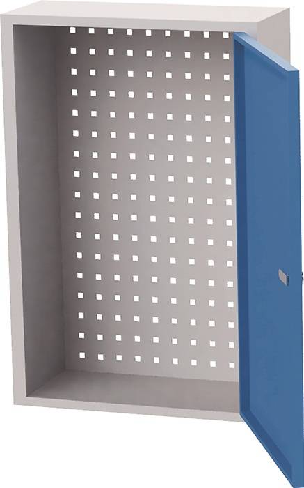 Hängeschrank H750xB500xT200mm Vollblechtüren Stahlbl.lichtgrau/signalblau BEDRUN