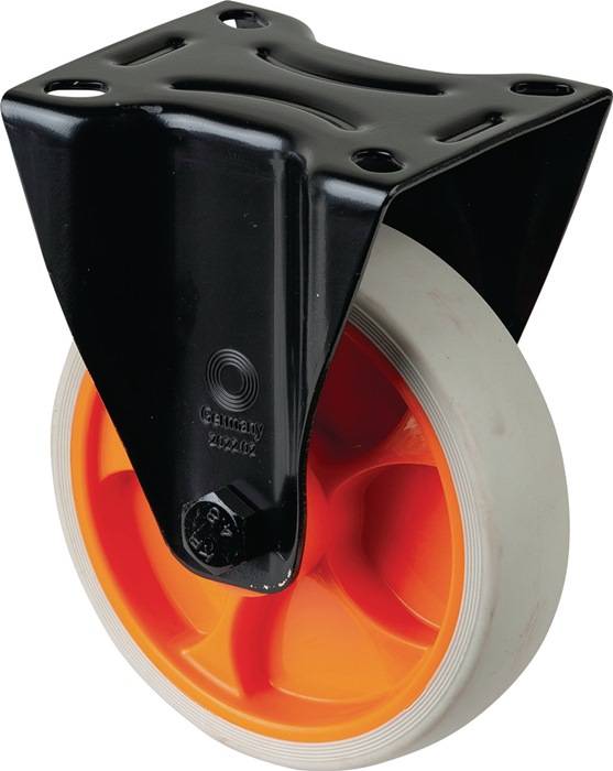 Bockrolle D.125mm Trgf.120kg Bockrollen Gum.Platte L104xB80mm Farbe Rl.hellgrau