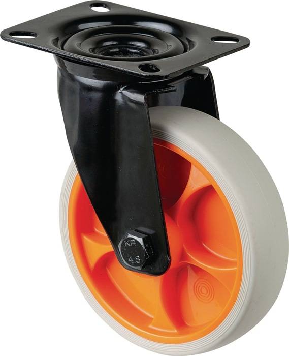 Lenkrolle D.125mm Trgf.120kg Lenkrollen Gum.Platte L104xB80mm Farbe Rl.hellgrau