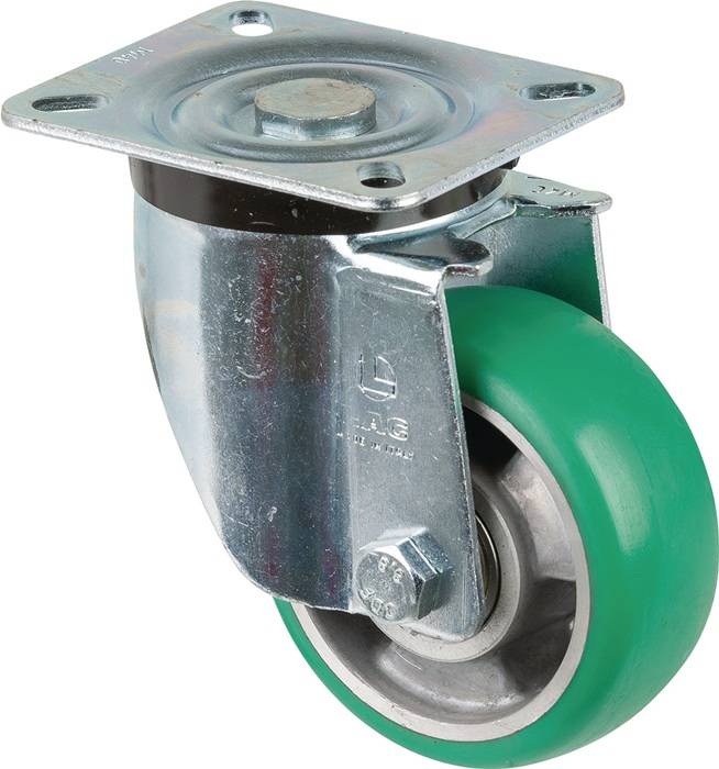 Lenkrolle D.100mm Trgf.200kg PU Platte L105xB85mm Farbe Rl.blau BS ROLLEN