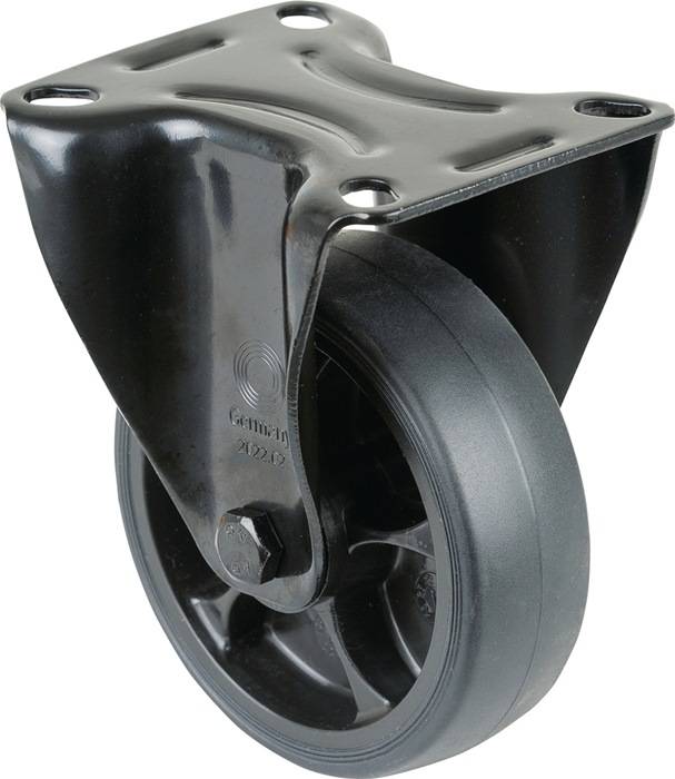 Bockrolle D.100mm Trgf.110kg Bockrollen Gum.Platte L104xB80mm Farbe Rl.schwarz