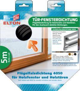 Flügelfalzdichtung 4050 L.5m z.Einfräsen PVC blk weiß ELLEN
