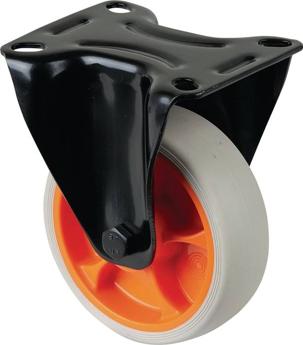 Bockrolle D.100mm Trgf.110kg Bockrollen Gum.Platte L104xB80mm Farbe Rl.hellgrau