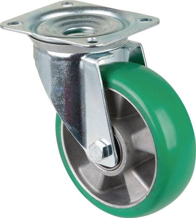 Lenkrolle D.160mm Trgf.300kg PU Platte L138xB109mm Farbe Rl.blau BS ROLLEN