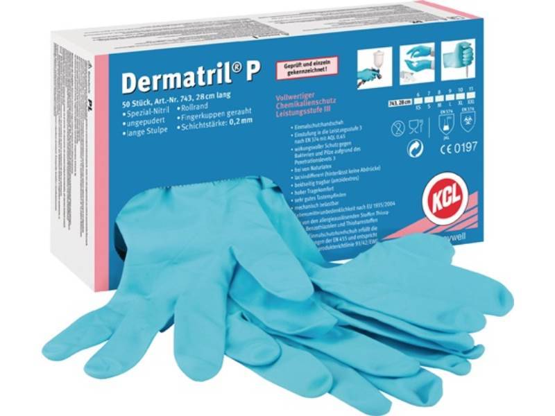 HONEYWELL 743/9 Einweghandschuhe Dermatril P 743 Größe 9 blau Nitril EN 374, EN