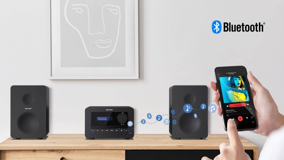 Sharp TOKYO DAB+ HI-FI Micro System - Heim-Audio-Mikrosystem - Schwarz - 40 W - 2-Wege - Kabellos - DAB - FM