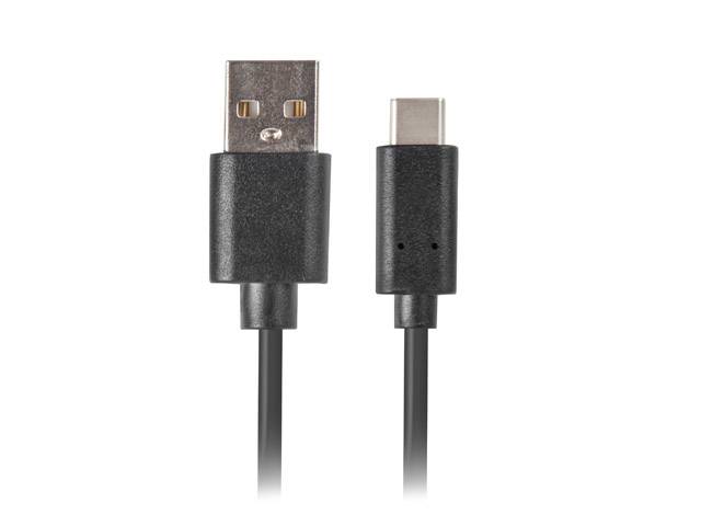 USB-A auf USB-C-Ladekabel mit beiden Steckerenden auf weißem Hintergrund dargestellt.