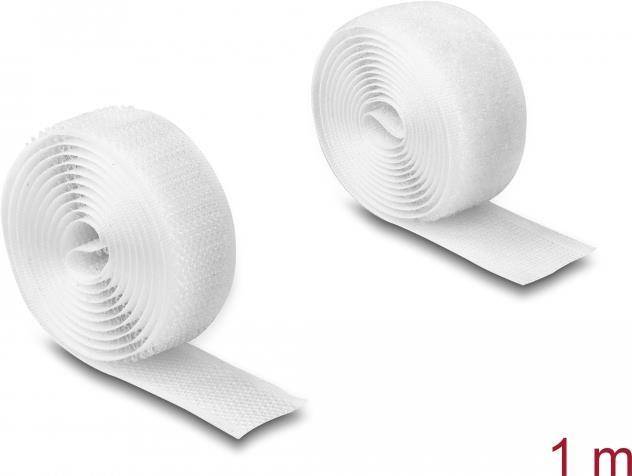 Delock Klettverschluss - strapazierfähig - 1 m - weiß