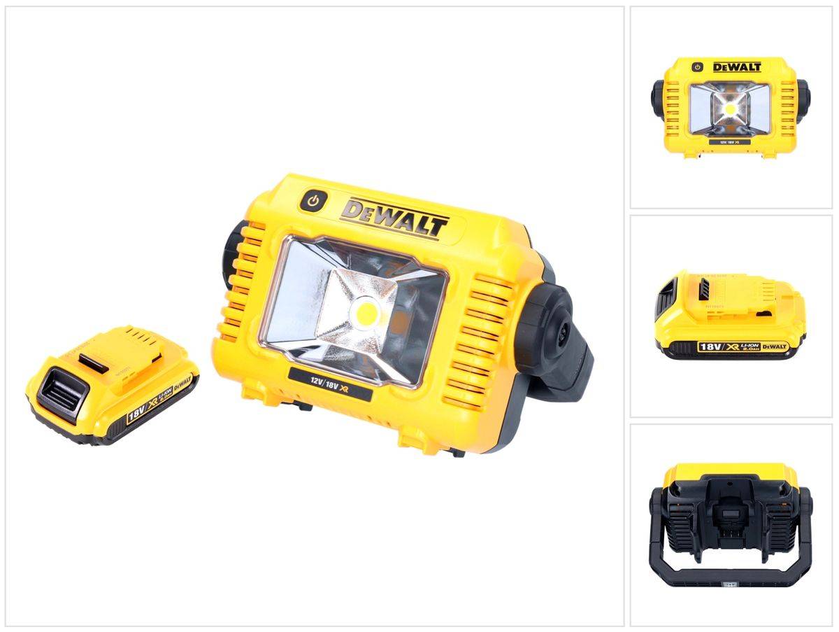DeWalt DCL 077 Akku LED Arbeitsstrahler 12 V 18 V 2000 lm IP54 + 1x Akku 2,0 Ah - ohne Ladegerät