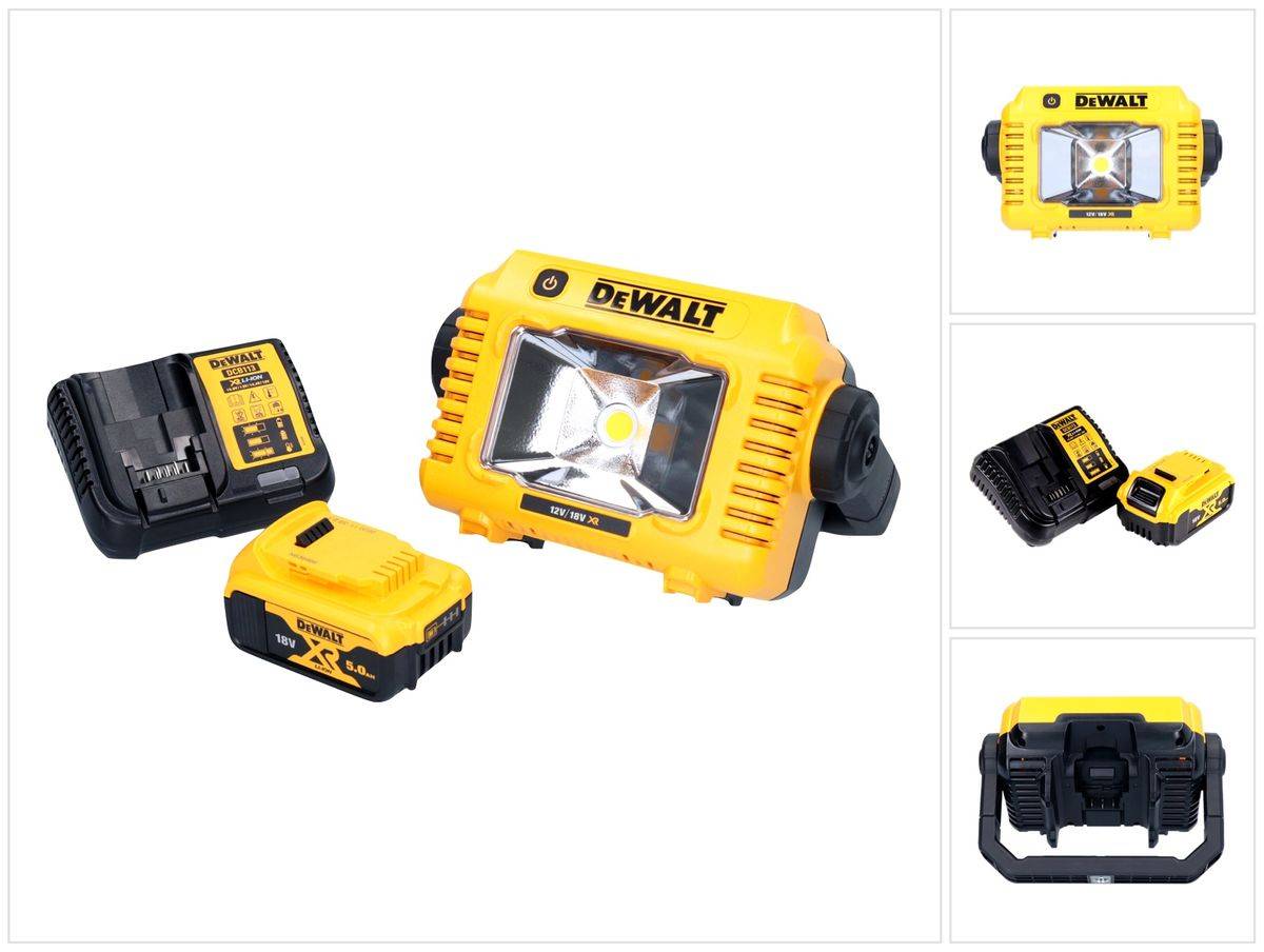DeWalt DCL 077 P1 Akku LED Arbeitsstrahler 12 V 18 V 2000 lm IP54 + 1x Akku 5,0 Ah + Ladegerät