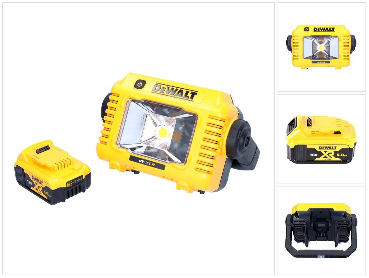 DeWalt DCL 077 Akku LED Arbeitsstrahler 12 V 18 V 2000 lm IP54 + 1x Akku 5,0 Ah - ohne Ladegerät