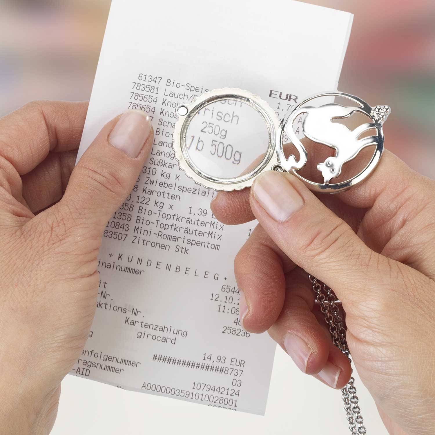 Maximex Kette mit Katzen-Anhänger UND Lupe