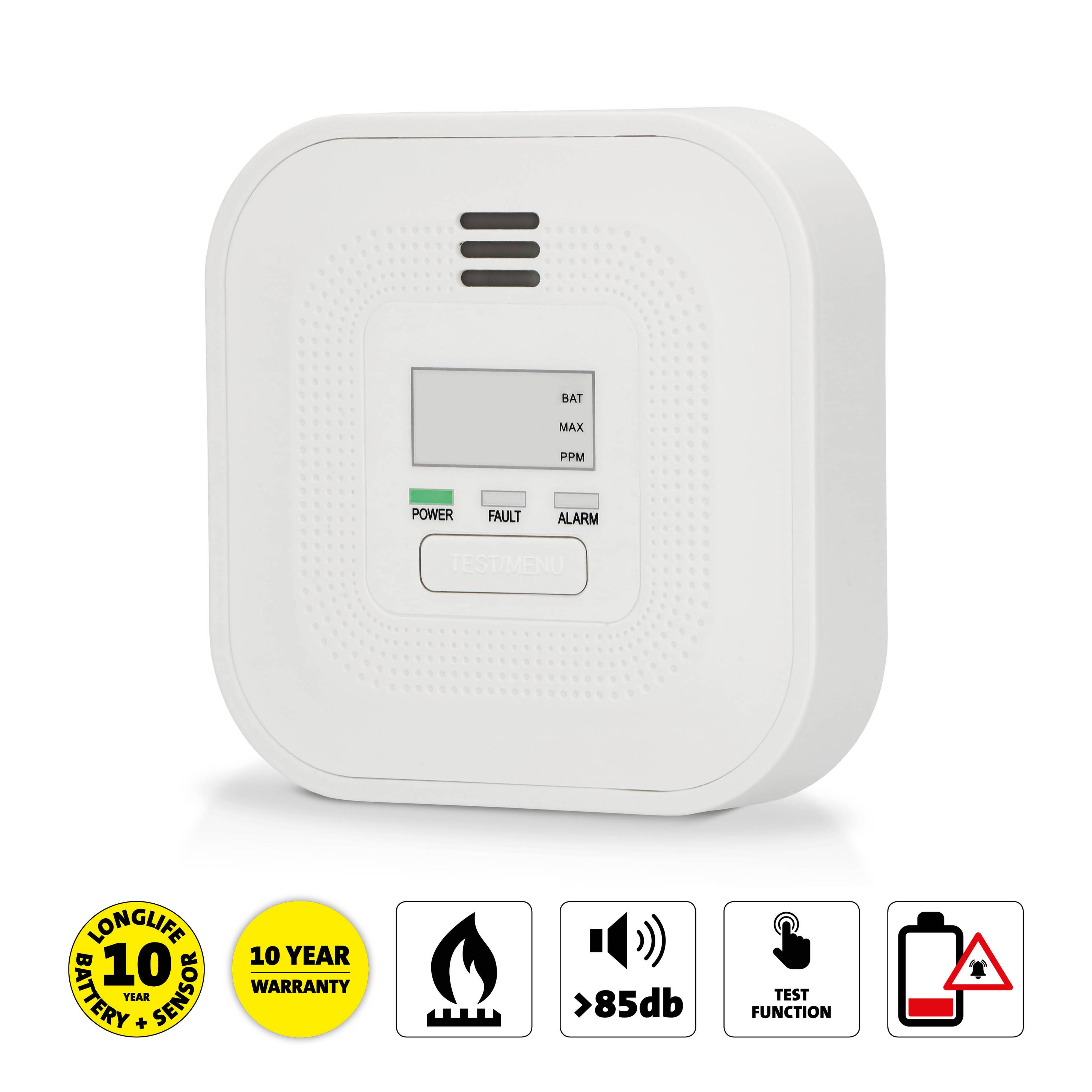 Alecto COA4010 - Kohlenmonoxidmelder mit Display und 10 Jahren Batterie- und Sensorlaufzeit