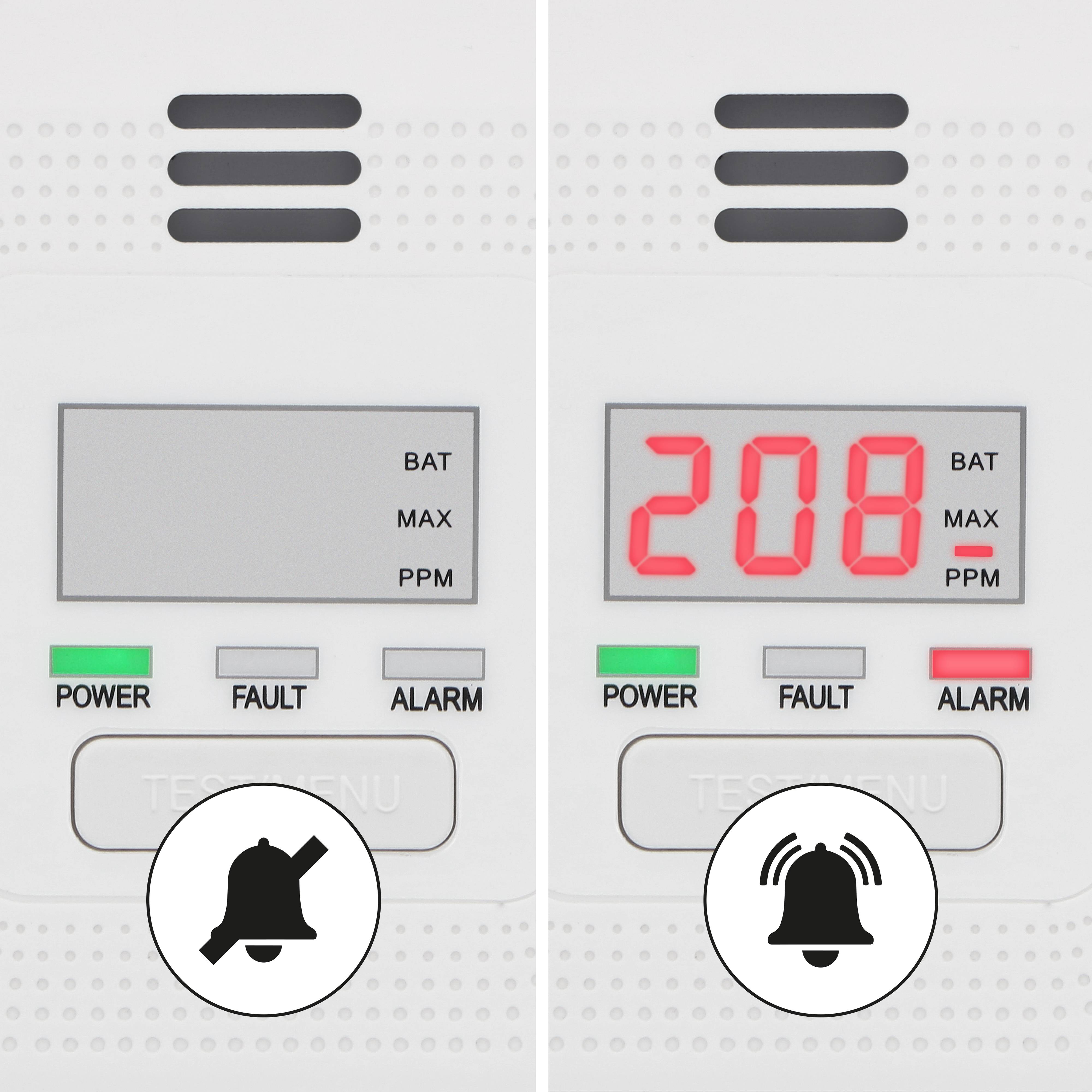 Alecto COA4010 - Kohlenmonoxidmelder mit Display und 10 Jahren Batterie- und Sensorlaufzeit