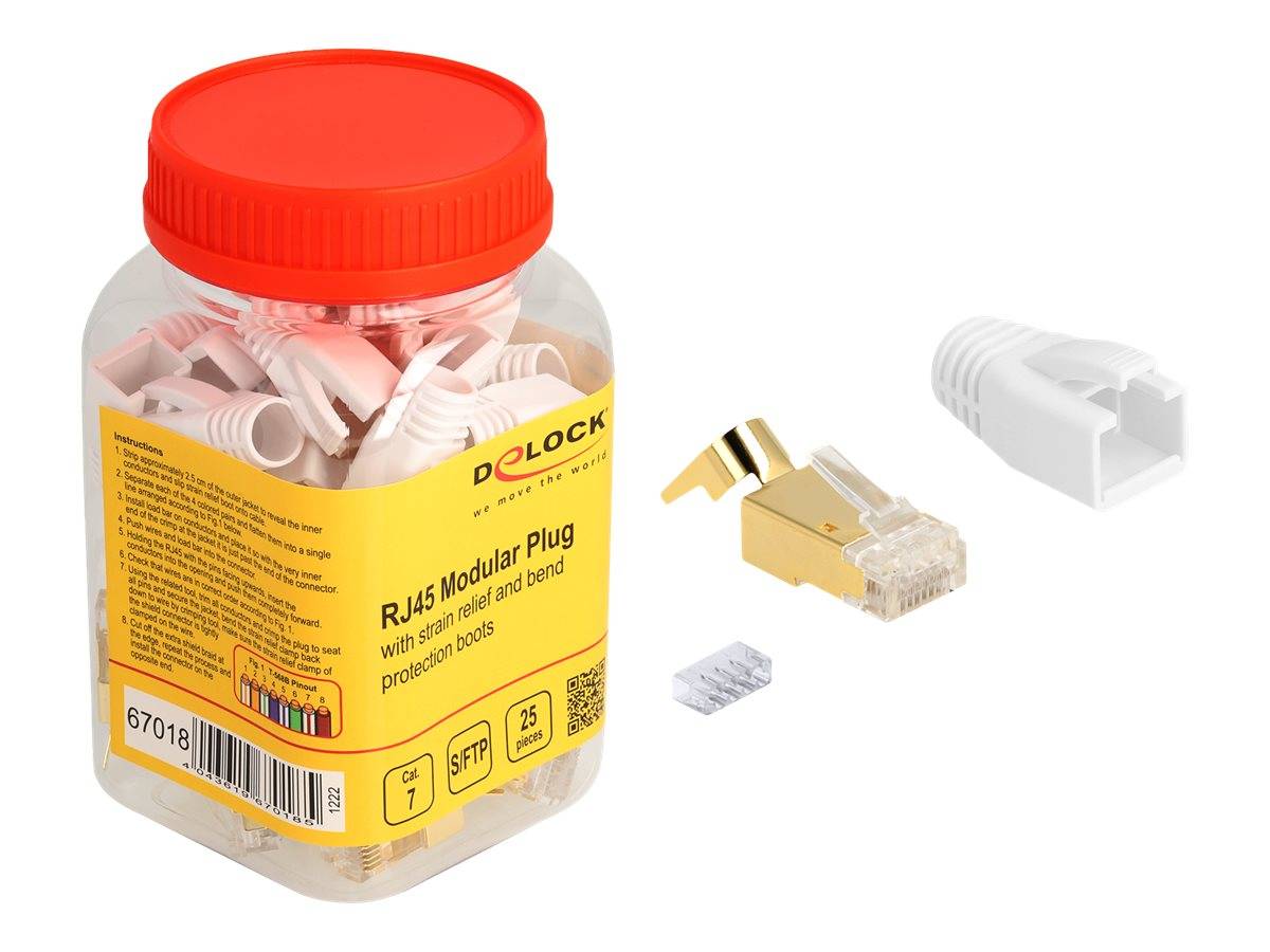 Delock - Netzwerkanschluss - RJ-45 (M) - S/FTP - CAT 7 - rund, ohne Haken (Packung mit 25)