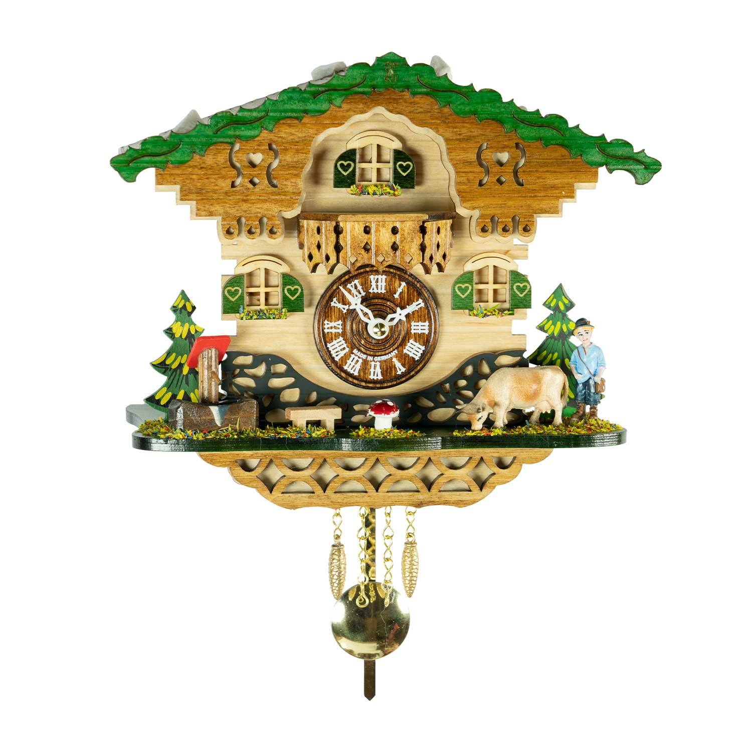 Trenkle Kuckucksuhr Oberwolfach, Quarzwerk, mit Kuckucksruf und Holzfiguren