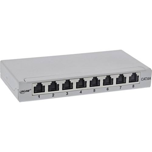 Ethernet-Netzwerk-Switch mit acht gekennzeichneten Anschlüssen zum Verbinden von Geräten.