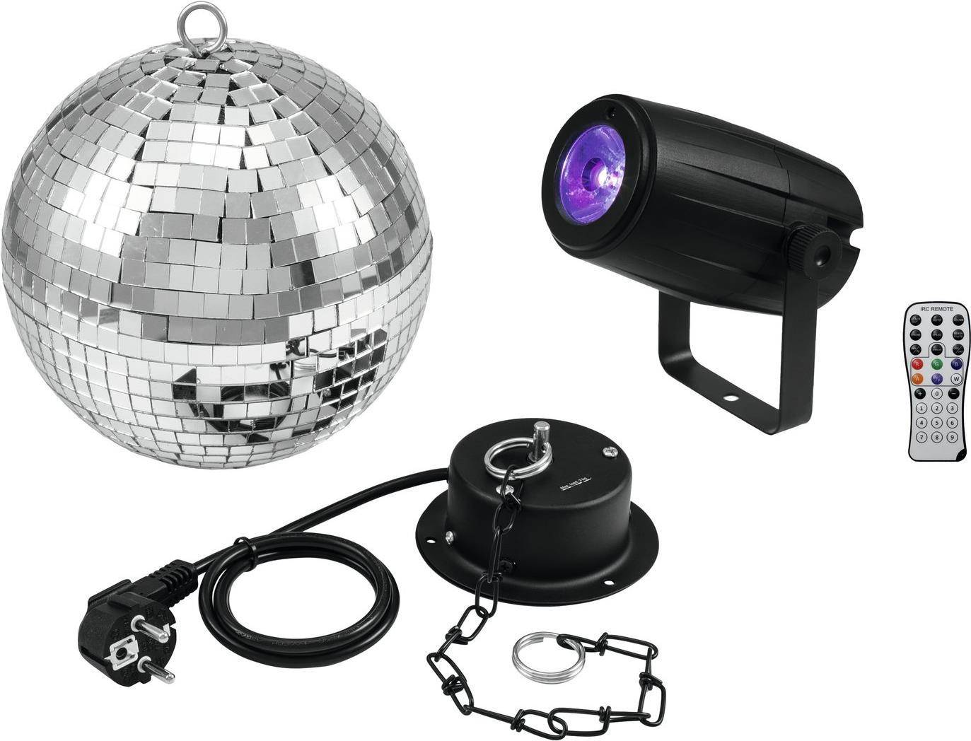 EUROLITE Set Spiegelkugel 20cm mit Motor + LED PST-5 QCL Spot sw (20000563)