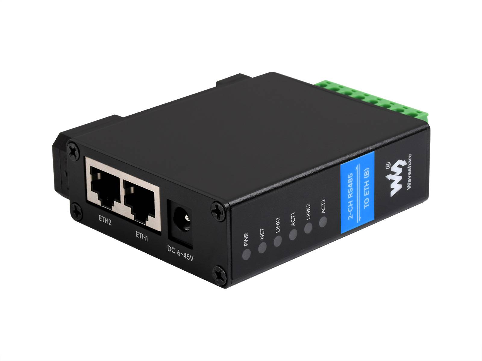WaveShare 2CH RS485 to RJ45 Ethernet Serial Server Dual RS485 Dual Ethernet Port