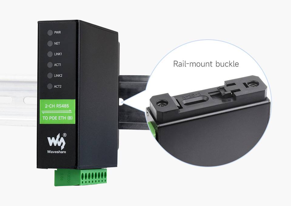 WaveShare 2CH RS485 to RJ45 Ethernet Serial Server Dual RS485 Dual Ethernet Port