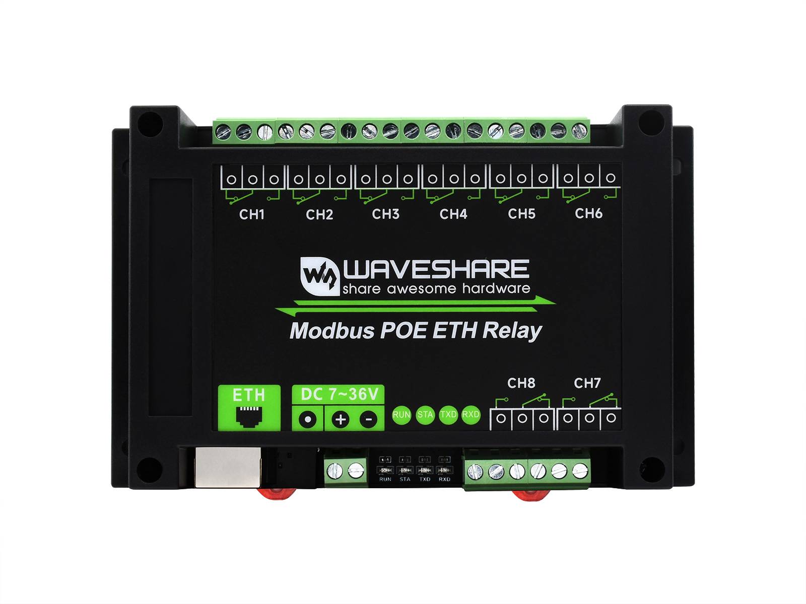 WaveShare 8CH PoE Ethernet Relay Module, Modbus RTU/Modbus TCP Protocol
