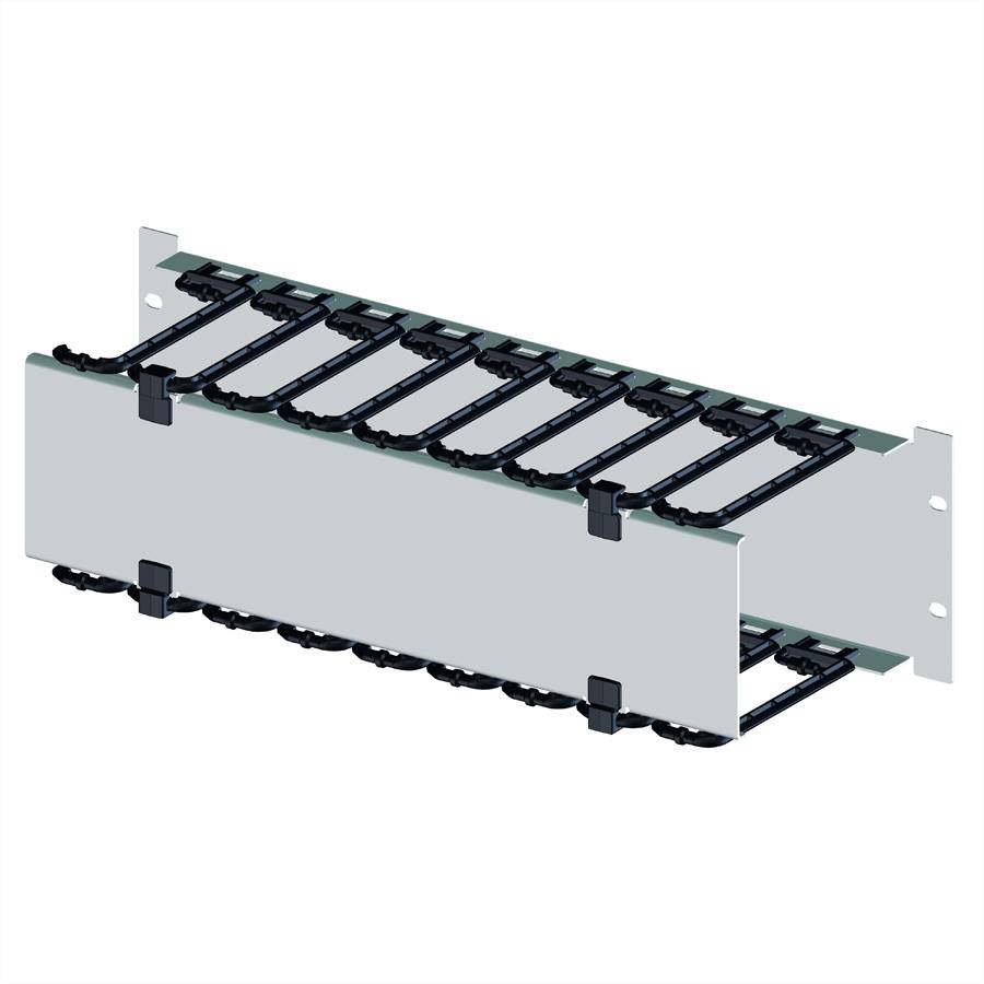 19"-Kabelmanager 2 HE mit klappbarer Blende, schwarz