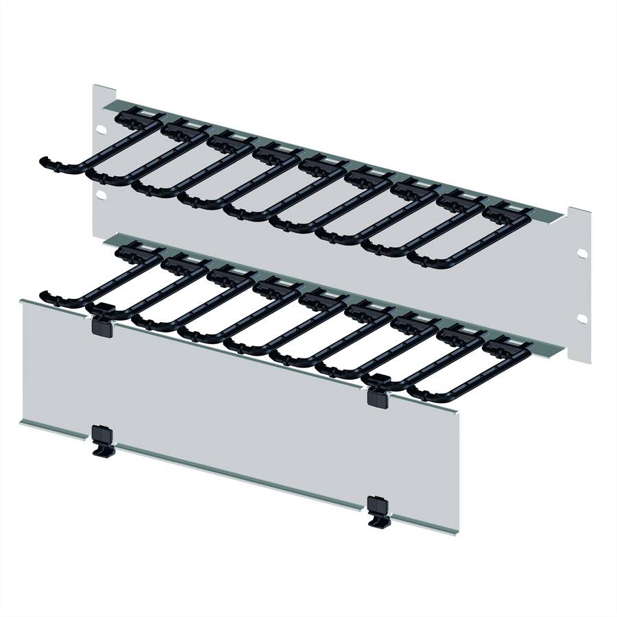 19"-Kabelmanager 2 HE mit klappbarer Blende, schwarz