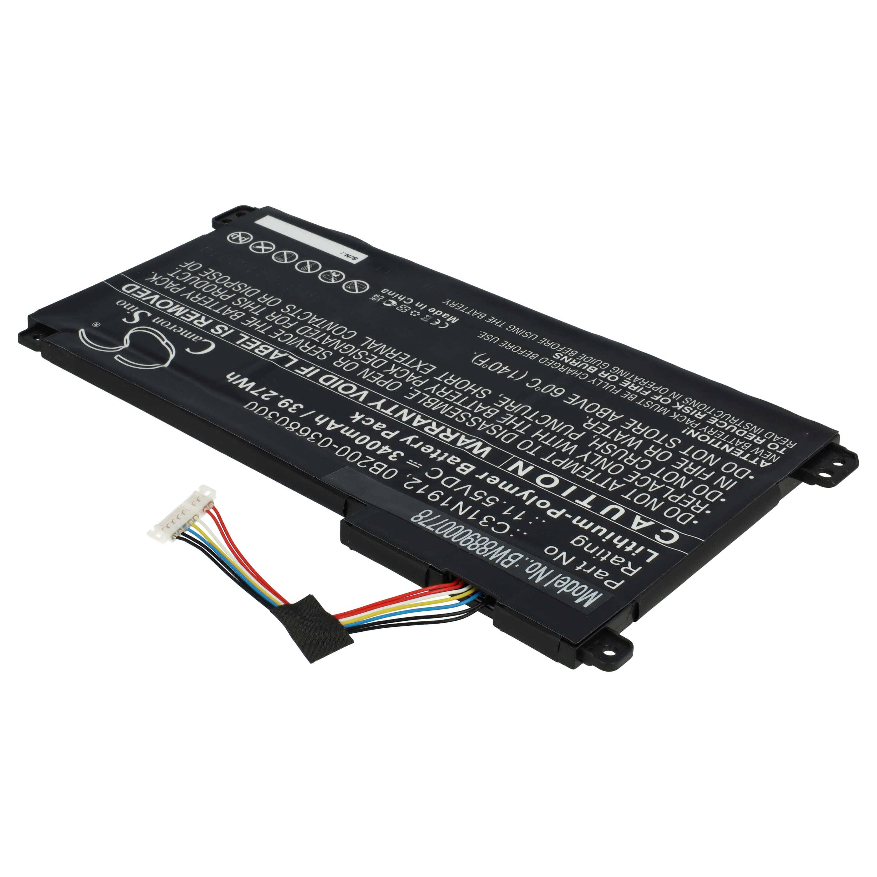 vhbw Akku kompatibel mit Asus E510MA-BR295R, E510MA-BR352R, E510MA-EJ015TS, E510MA-EJ059T Notebook (3400 mAh, 11,55 V, Li-Polymer)