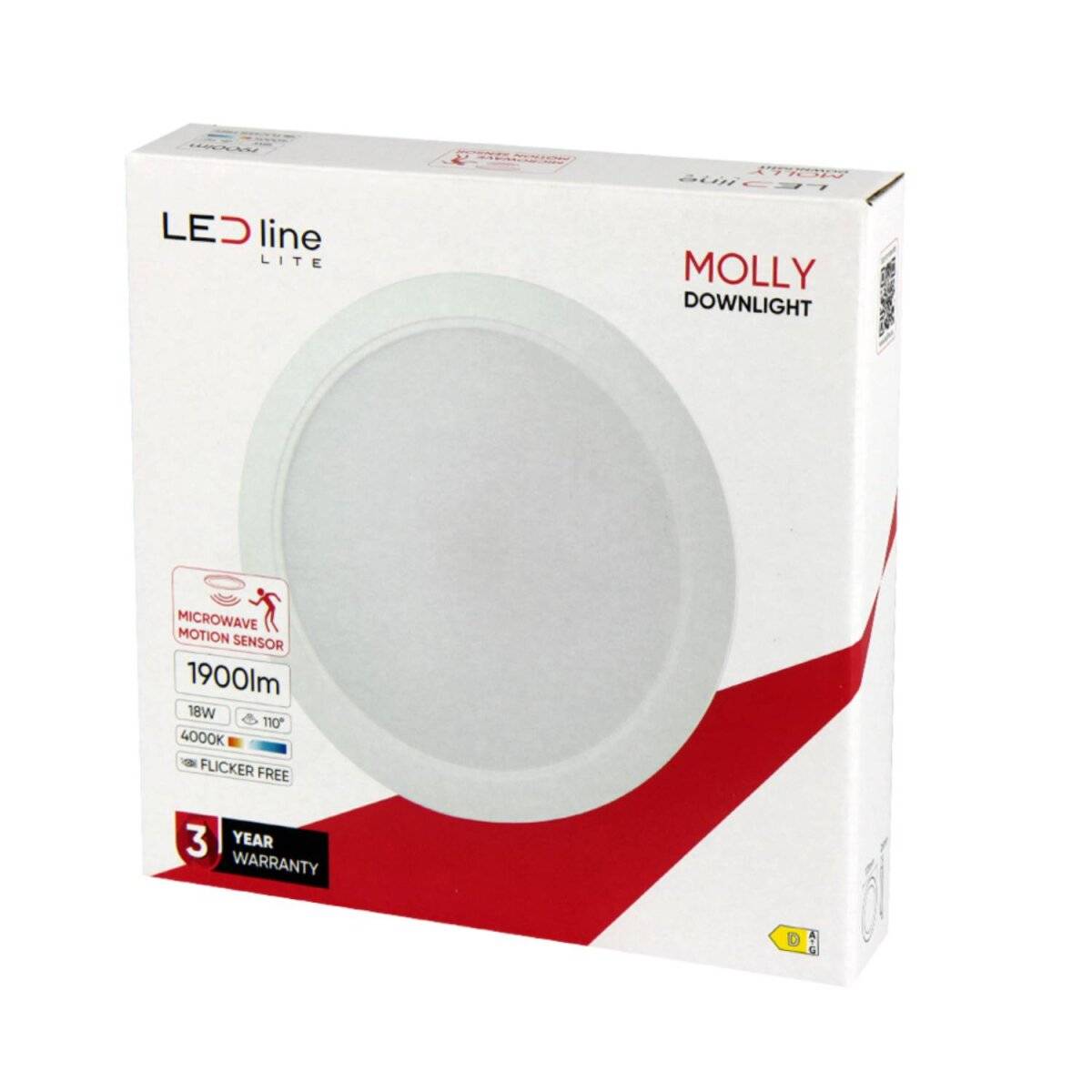 Einbaustrahler 18W | IP20 Schutzart | Flimmerfrei, 1900lm | 4000K Neutralweiß | Runde, 17cm | mit Bewegungsmelder