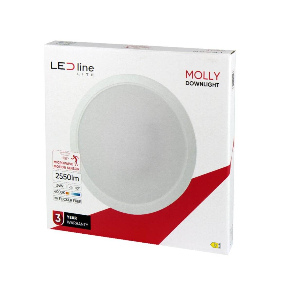 Einbaustrahler 24W | IP20 Schutzart | Flimmerfrei, 2550lm | 4000K Neutralweiß | Runde, 22cm | mit Bewegungsmelder