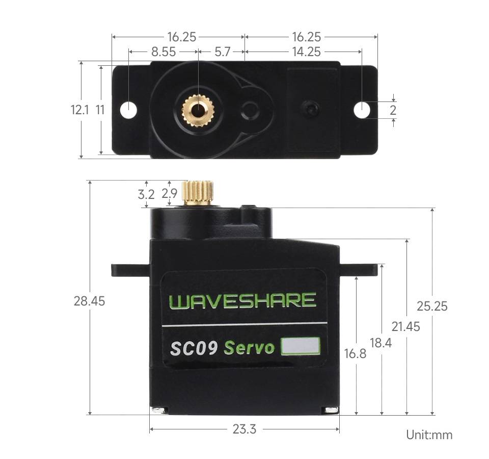 WaveShare 2.3kg Serial Bus Servo 300° Rotation Angle Servo/Motor Mode Switchable