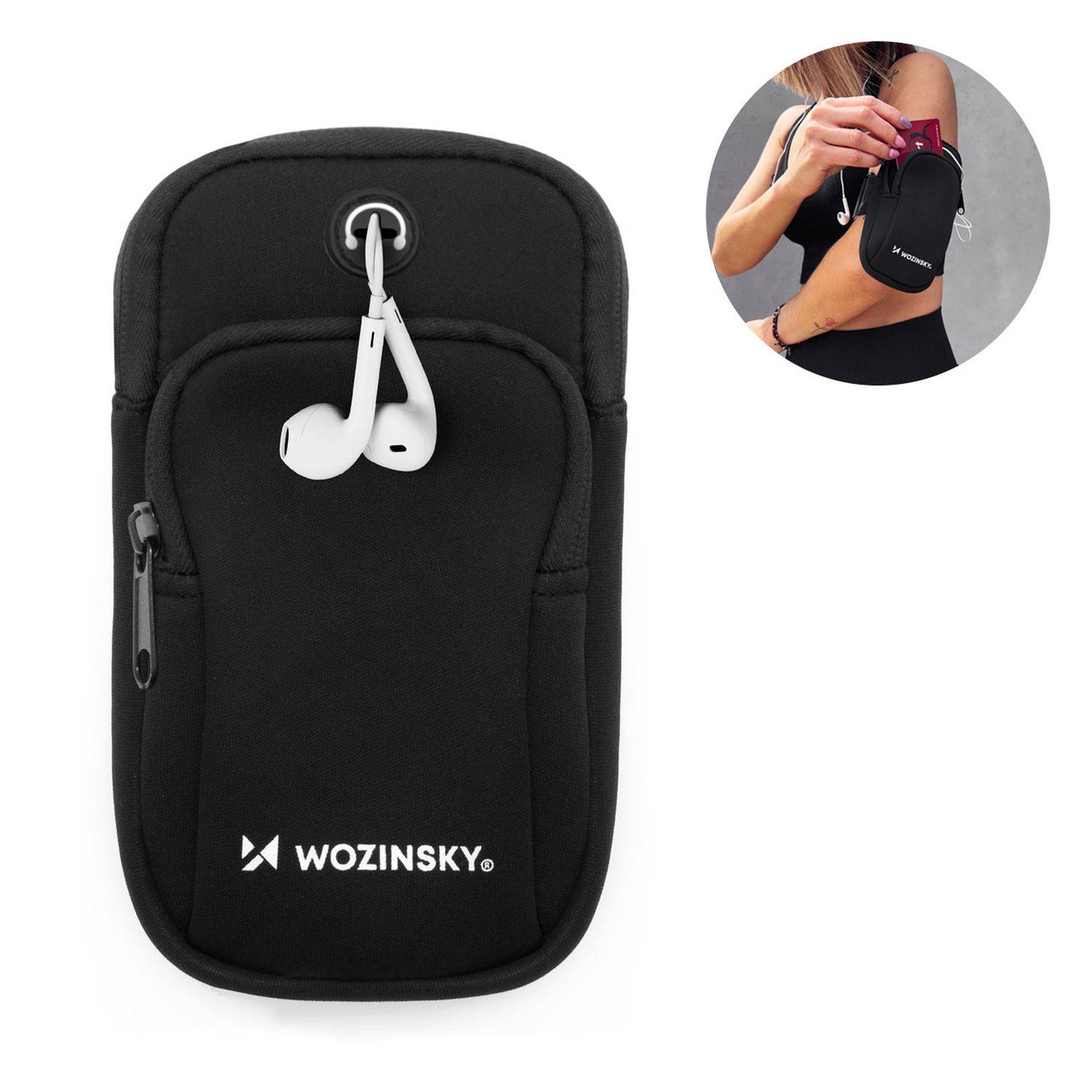 Wozinsky Laufband für Handys Armband Handytasche flexibles und wasserdichtes Gerät Schwarz