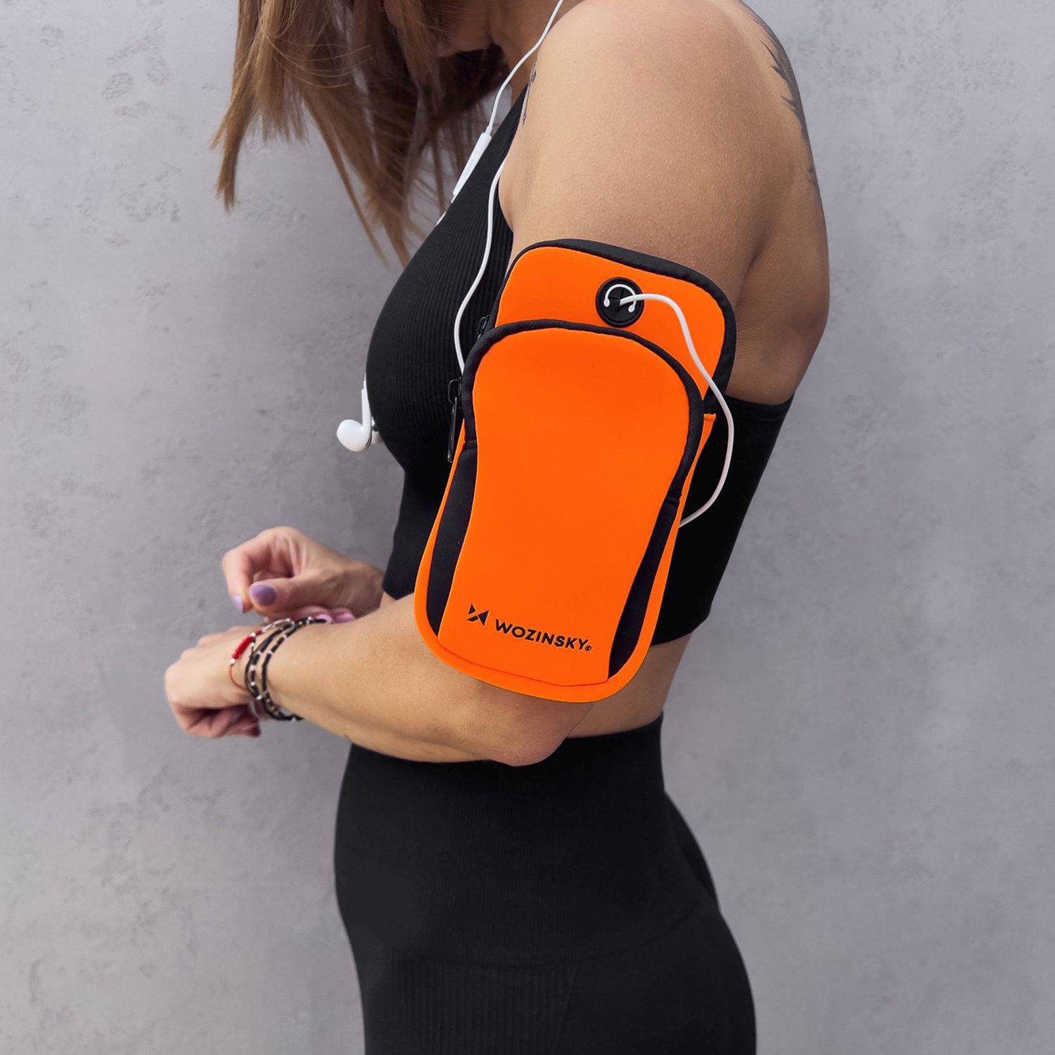 Wozinsky Laufband für Handys Armband Handytasche flexibles und wasserdichtes Gerät Schwarz