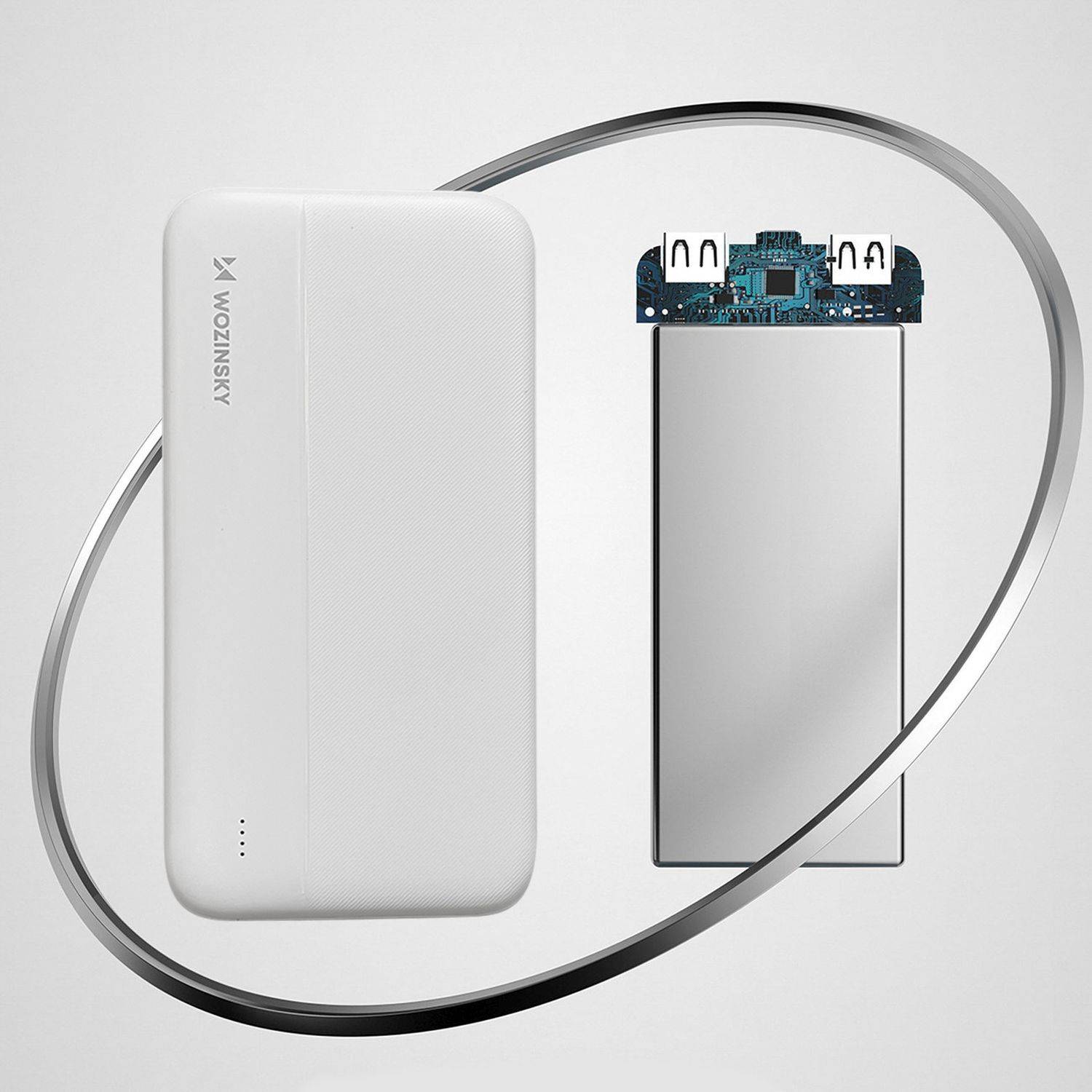 Wozinsky Powerbank Li-Po 10000mAh 2 x USB Ladegerät Weiß
