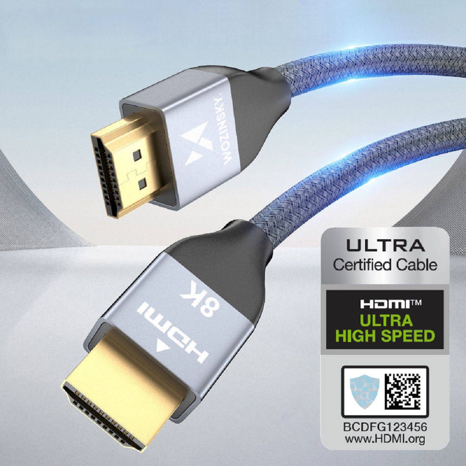 Wozinsky Kabel HDMI 2.1 8K 60 Hz 48 Gbps / 4K 120 Hz / 2K 144 Hz Silber 3m
