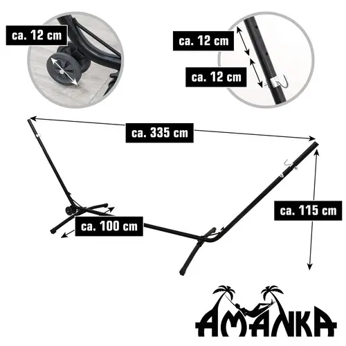 335x100 Verstellbares Hängemattengestell mit Rollen - 120kg Gestell Hängematte 335x100 Verstellbares Hängemattengestell mit Rollen - 120kg Gestell Hängematte