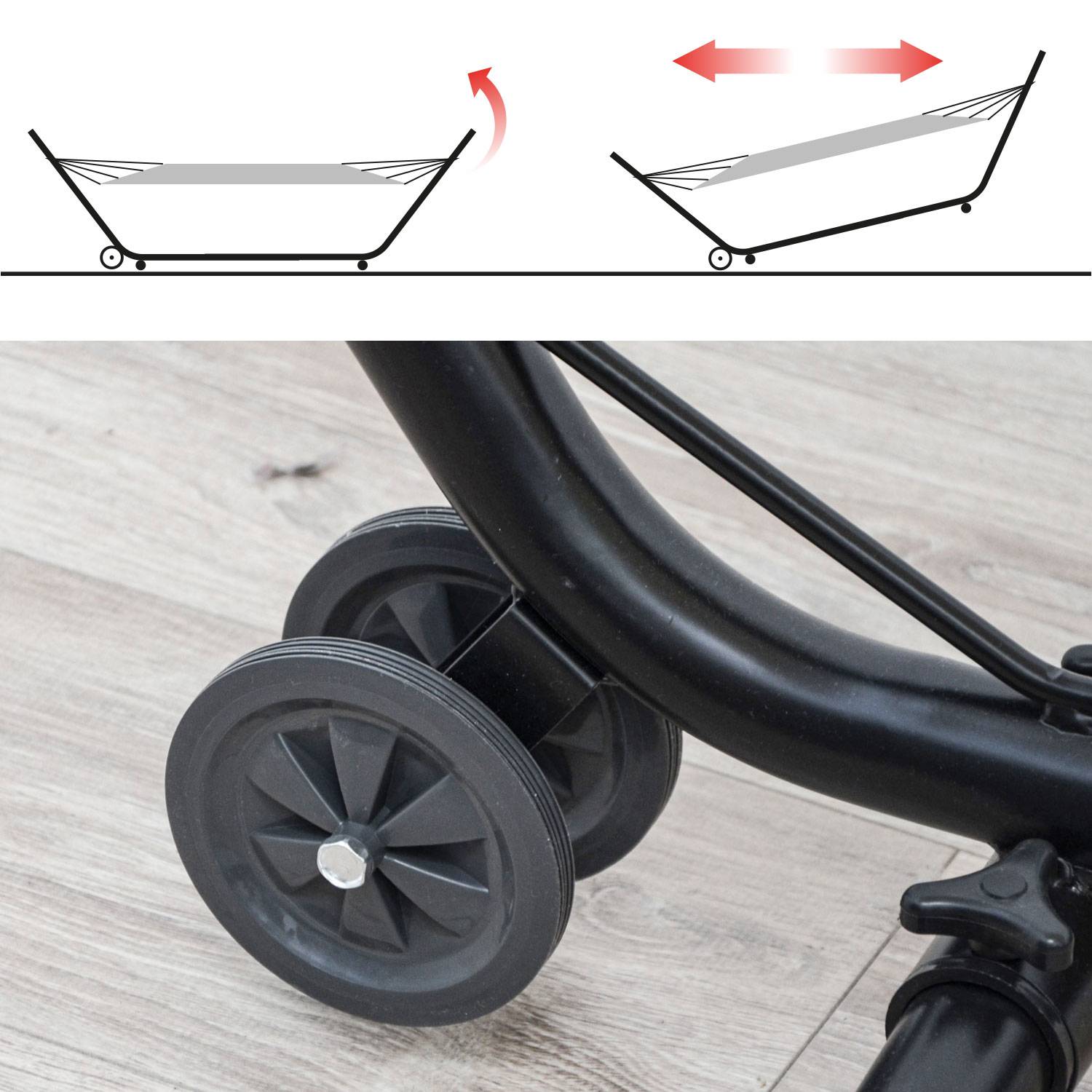 335x100 Verstellbares Hängemattengestell mit Rollen - 120kg Gestell Hängematte