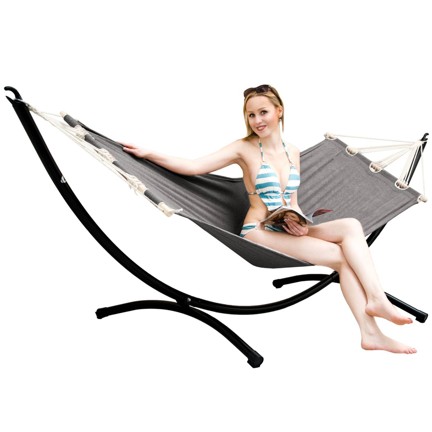 Outdoor Hängematte mit Gestell - 300cm Hängemattengestell 190x80 Stabhängematte