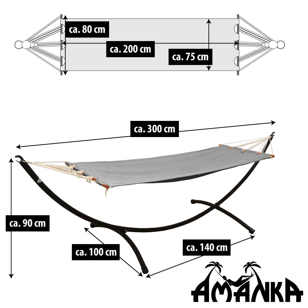 Outdoor Hängematte mit Gestell - 300cm Hängemattengestell 190x80 Stabhängematte