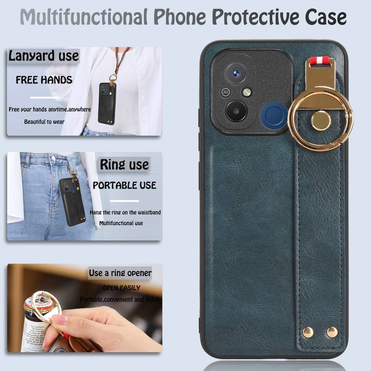Für Xiaomi Redmi 12C Handy Hülle Tasche TPU mit Armband / Ringhalter