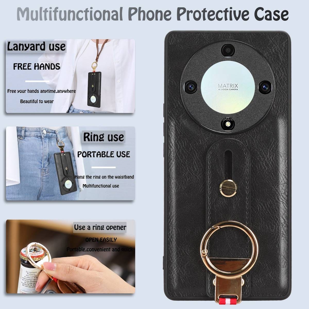 Für Honor Magic5 Lite / X9a / X40 Handy Hülle mit Armband / Ringhalter